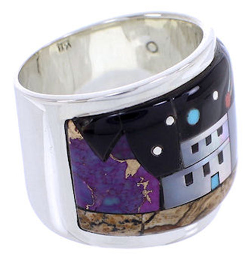 Multicolor Native American Design Jewelry Ring Size 7-3/4 YS71322